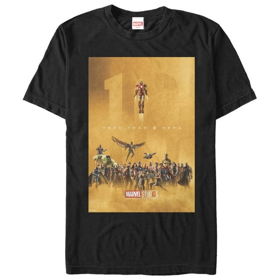 Men's Marvel 10 Years Anniversary More than a Hero  Graphic Tee Black 2X Large