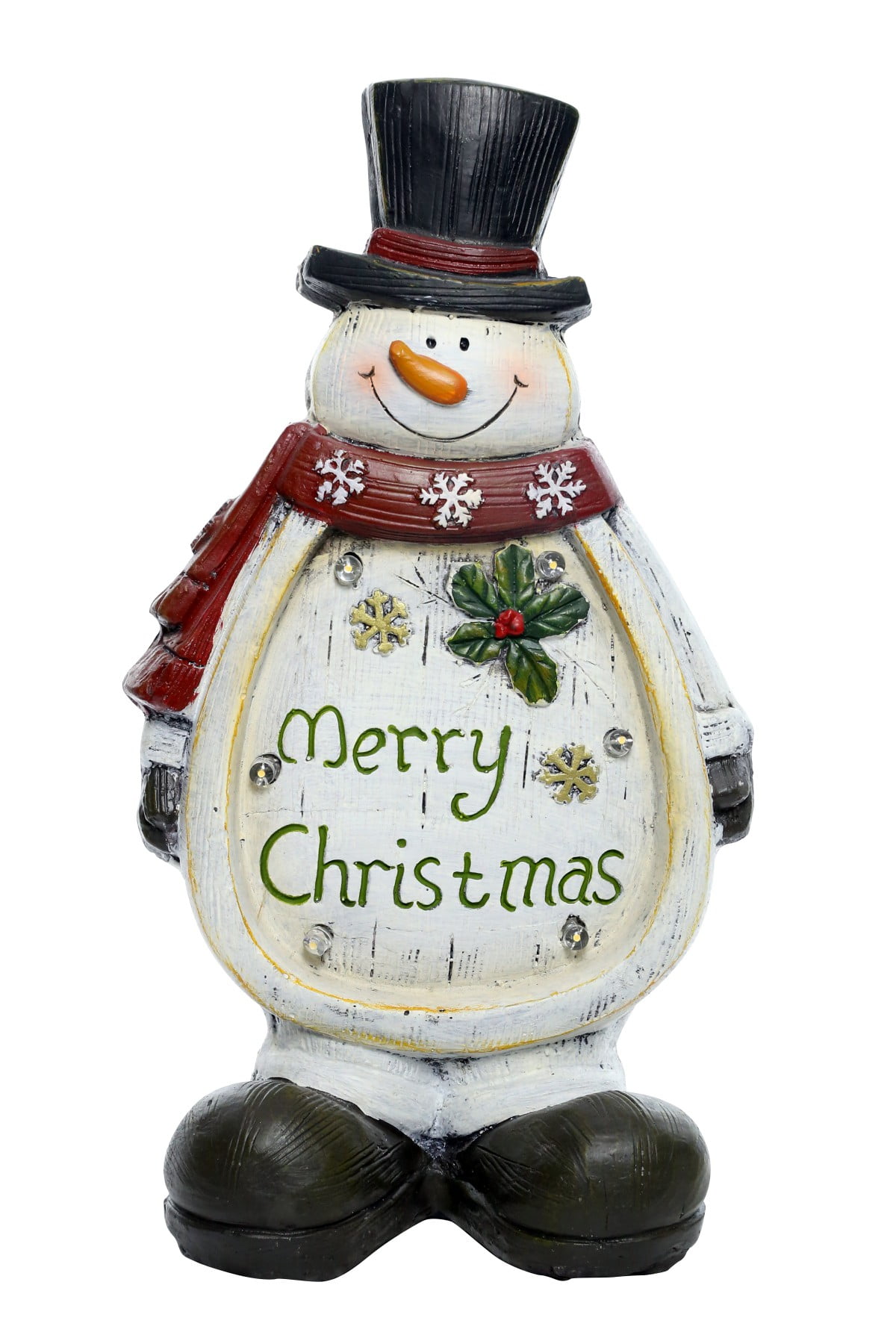 Alpine Snowman Statue w/ LED Lights and Timer, 15 Inch Tall Walmart