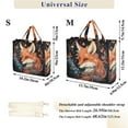 thumbnail image 3 of Fox Flowers Floral Circle Corduroy Tote Bag Handbag Large Messenger Bag Shoulder Crossbody Zipper Bag Purse, 3 of 8