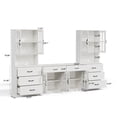 thumbnail image 4 of RichYa Kitchen Pantry Cabinet Set of 4,94" W Buffet Sideboard Coffee Bar with Glass Door Hutch,Modular Storage Cabinets with Shelves & Drawers for Dining Room,White(CEEC), 4 of 10