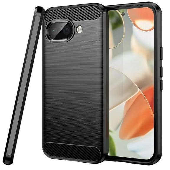 CoverON For Goolge Pixel 9a Phone Case, Slim Lightweight TPU Minimal Cover Carbon Fiber, Black