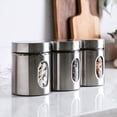 thumbnail image 3 of Brushed Stainless Steel and Glass Canister with Window, 5"H & 21OZ Set of 3…, 3 of 5