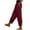 Wine, variant on Frostluinai Women's Harem Pants High Elastic Waisted Wide Leg Lounge Capris Solid Color Loose Fit Holiday Pants with Pockets Comfy Capris