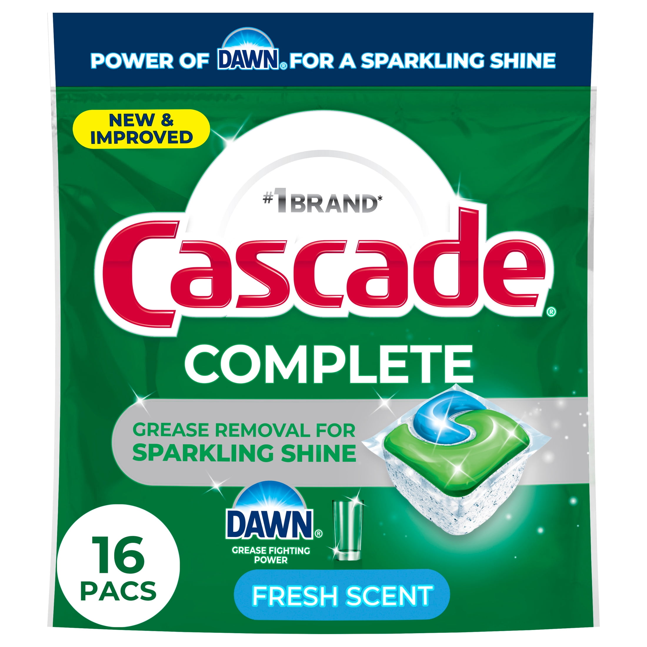 (4 pack) Cascade Complete Action Pacs, Dishwasher Detergent, Fresh, 16 Count
