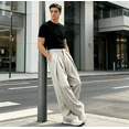 thumbnail image 4 of HBDesign Mens Linen Wide Leg Pants Casual Pleated Summer Breathable Loose Daily Trousers, 4 of 6