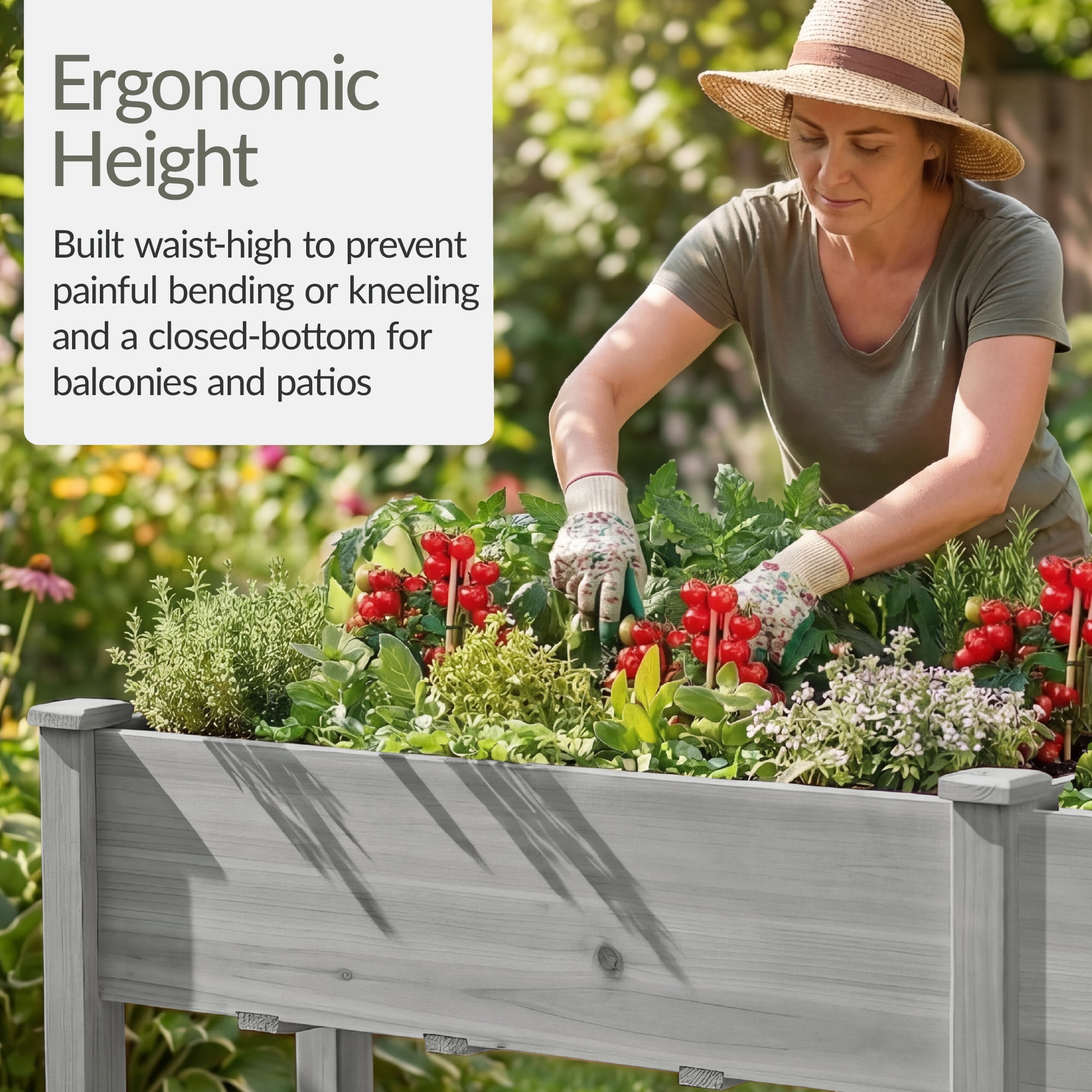 Best Choice Products 72x24x30in Raised Garden Bed, Elevated Wood Planter Box for Patio w/ Divider Panel - Gray