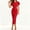 Red, variant on Women's Puff Sleeve Bodycon Work Dresses Crew Neck Business Casual office Pencil Dress Black XL(XL)