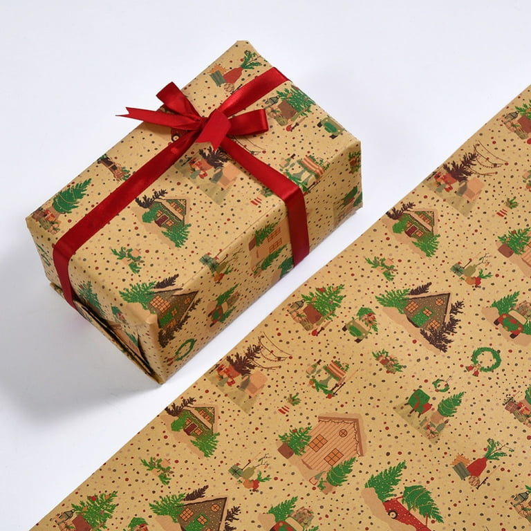  Christmas Wrapping Paper Sheets, 8 Sheets Recycled Xmas  Wrapping Paper Set, Red Brown Kraft Gift Wrapping Paper with Tags Stickers,  Gift Wrapping Paper for Christmas New Year Holiday, 20x28inch. : Health