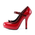 thumbnail image 3 of YDN Women Classic Platform Round Closed Toe Pumps Single Buckle Strap Spool High Heel Mary Jane Office Formal Wear Dressy Shoes Size 13 Red, 3 of 4