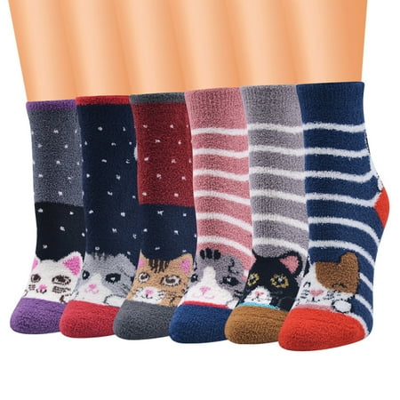 

Dress Choice Cute Socks Womens Dog Cat Novelty Animal Socks for girl Cartoon Cotton Casual Crew Funny Slipper Socks with Soft Warm Fleece Lining