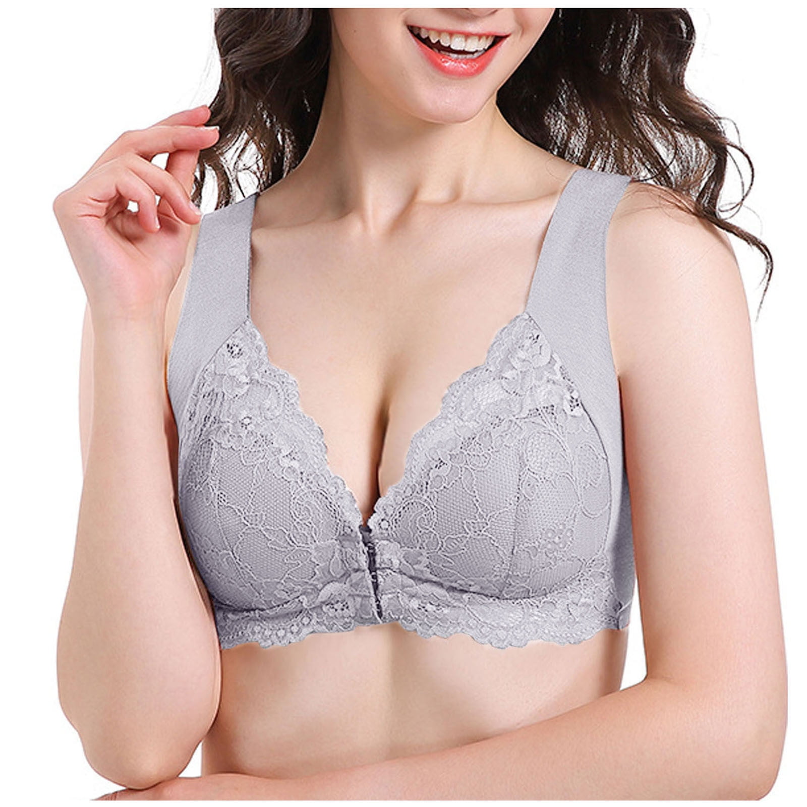 Levmjia Sports Bras Lingerie For Women Plus Size Clearance Front Buckle  Sexy Gathe r up Breast Milk Sleep Lace No Steel Ring Bra 