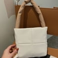 thumbnail image 4 of Bolso de mano de piel sintética para mujer, con diseño de rombos, con una sola correa, para exteriores, para caminar y hacer compras, color blanco, 4 of 5