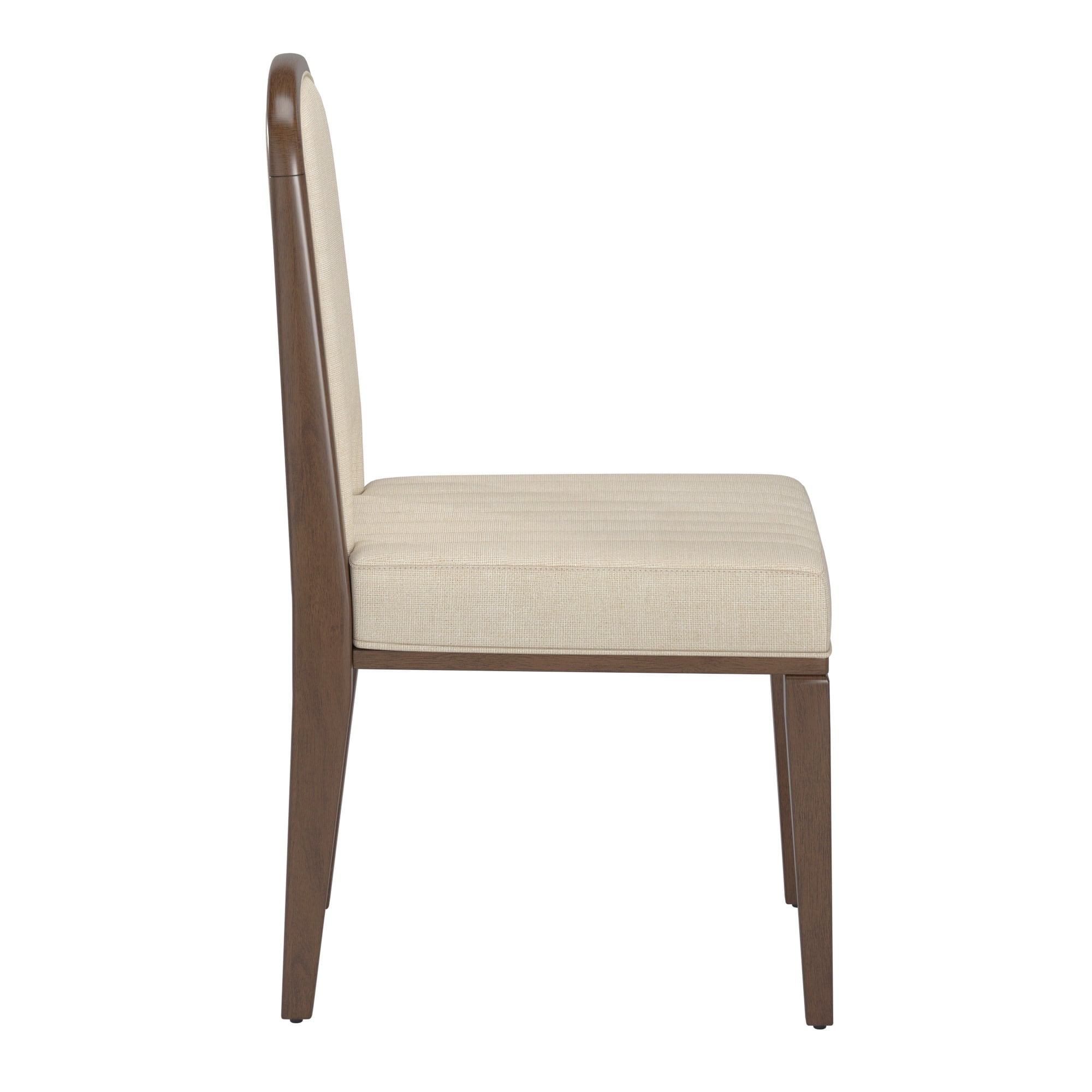 Weston Home Alta Wood Finish Cream Fabric Channel Stitching Dining Chair, Set of 2, Walnut