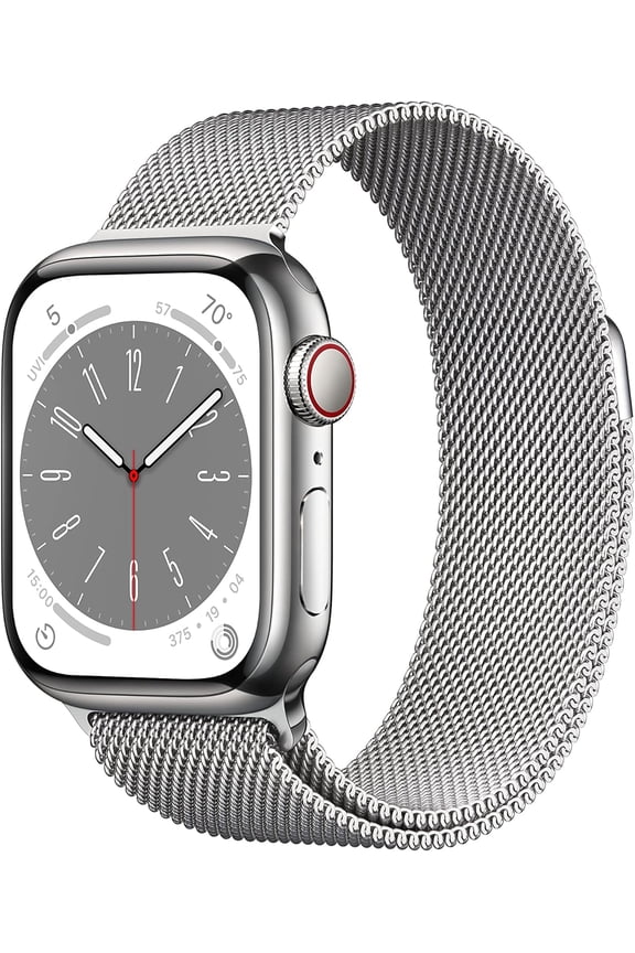 Pre-Owned Apple Watch Series 8 (GPSWiFi + Cellular, 41mm) - Stainless Steel Case - Silver Milanese Loop Sport Band - Silver