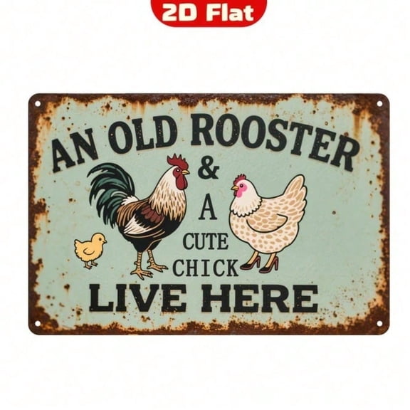 HELLOYOUNG Funny Chicken Metal Sign Farmhouse Wall Decor 8x12 Inch Vintage Retro Rooster Kitchen Art Home Decor Tin Sign