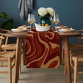 thumbnail image 2 of Brown Abstract Line Table Runner - 70 Inch Long, Kitchen Dining Table Runner Dresser Scarves, Geometric Distortion Texture Fluid Art Farmhouse Decor for Coffee Tables Wedding Party Banquet, 2 of 8
