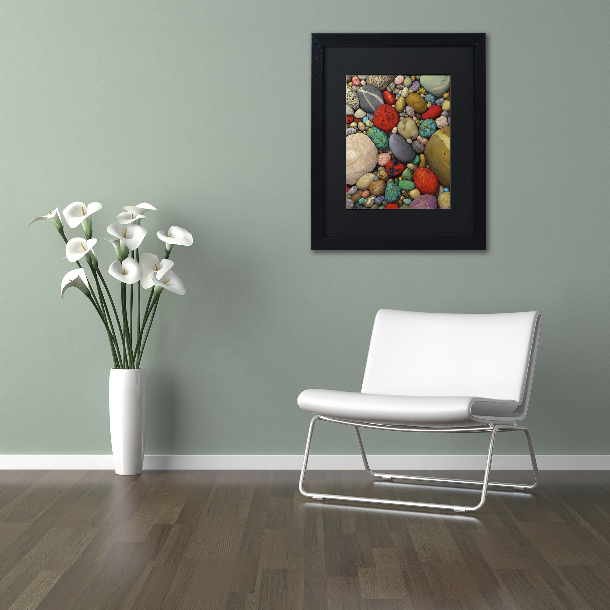 Trademark Fine Art "Shallows of Treasure Creek" Canvas Art by Stephen Stavast, Black Matte, Black Frame