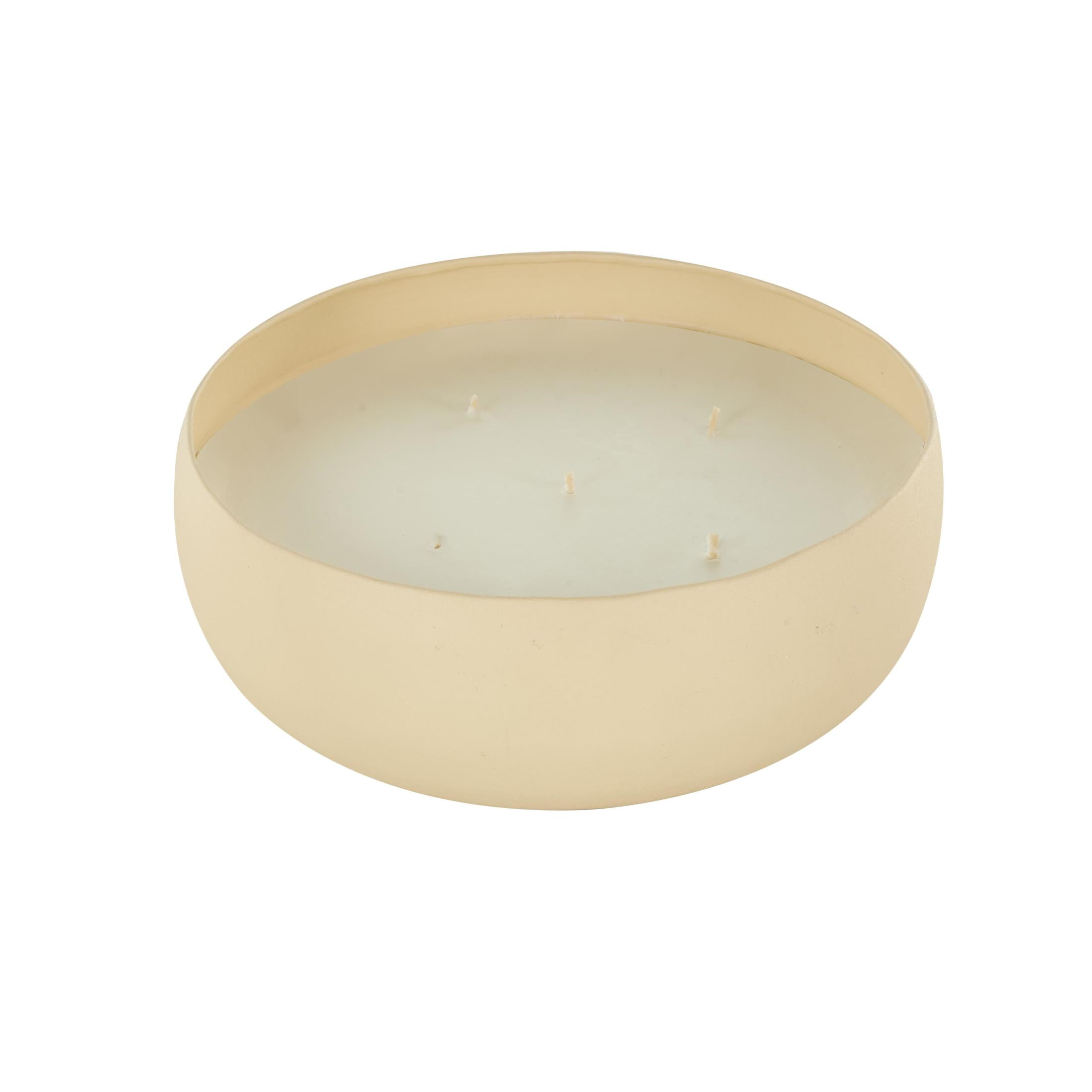 DecMode Beige Metal Eucalyptus Spa Scented Textured 63oz 5 Wick Candle with White Wax