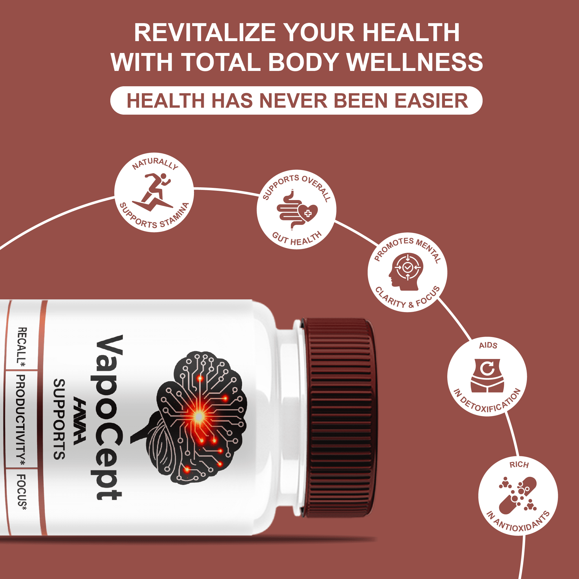 (5 Pack) Vapocept Premium Brain Supplement, Vapo Cept Support (300 Capsules)