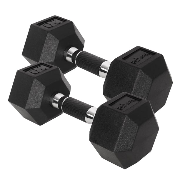 Par de mancuernas hexagonales Yes4All con agarre de goma, 9 kg
