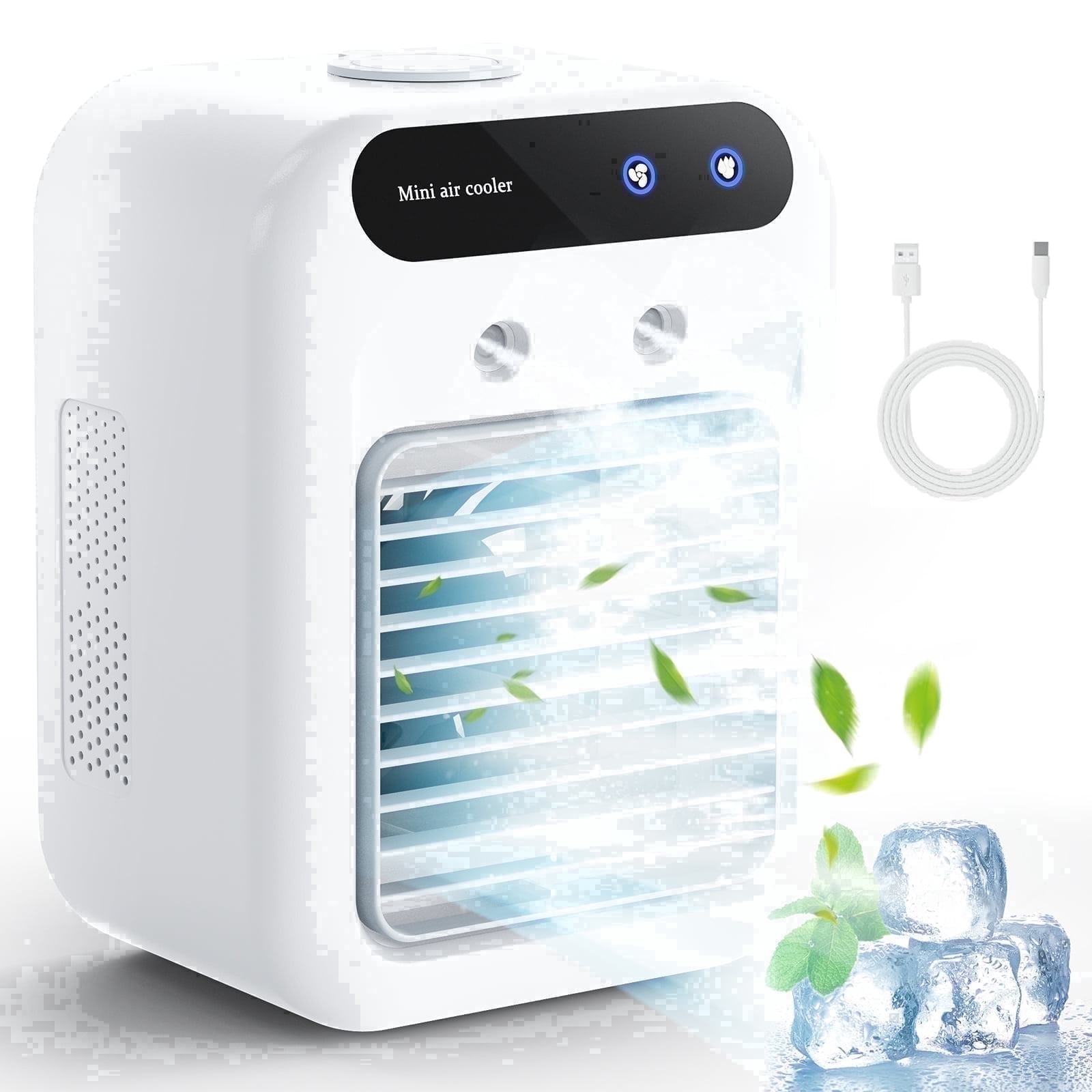 Portable Cooling Fan,USB-C Rechargeable | 25dB Quiet, 3 Speeds & Mist Modes for Home Office Desk, Bedroom, Camping
