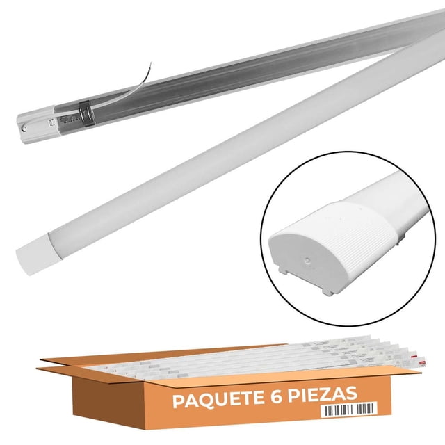 6 Pzs Tubo Led Regleta 40W C/ Mica Opalino 1.2M T5 6500K