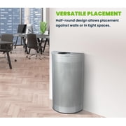 Alpine Half Round Trash Can Open Top - Modern 12 Gallon Trash Can Stainless Steel Space Saving Indoor Commercial Trash Can, Perfect for for Bathroom. Office, Lobby and Business.