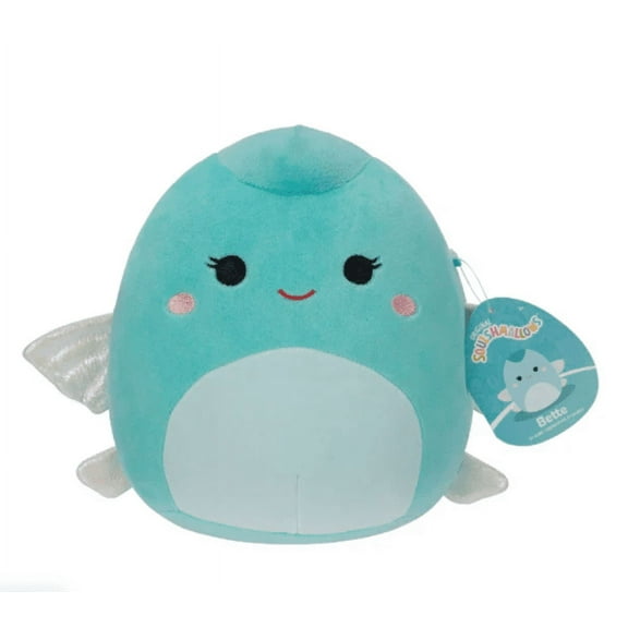 Squishmallows Spring 2024 Squad 8-Inch Bette The Flying Fish Animal Plush Doll, Teal