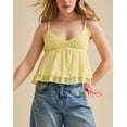 thumbnail image 3 of Women Vneck Camisole Y2k Spaghetti Strap Peplum Crop Tank Babydoll Flowy Top Trendy Summer Shirt Light Yellow L, 3 of 7
