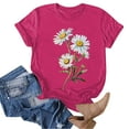 thumbnail image 5 of GEWSEY Women Trendy Tops Sunflower Graphic Loose Summer Tees T-Shirts Blouse (Hot Pink, M), 5 of 6