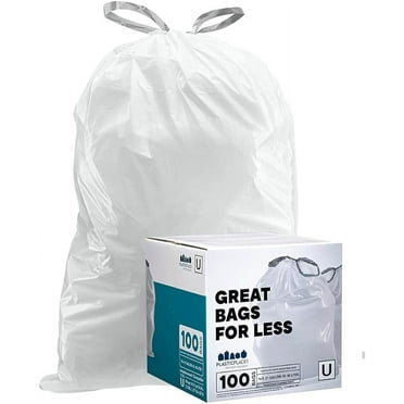 Plasticplace 14.5-21 Gallon White Drawstring Trash Bags, 1.2 Mil, 26.5"x32", Garbage Bags, 100 Count