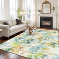 thumbnail image 2 of Non-Slip Rug Pad Rugs Watercolor Tree Texture Rectangle Area Rugs 5x7Ft Soft Carpet Pads for Living Room Kids Room, Abstract Trees Leaves on Light Yellow, 2 of 9