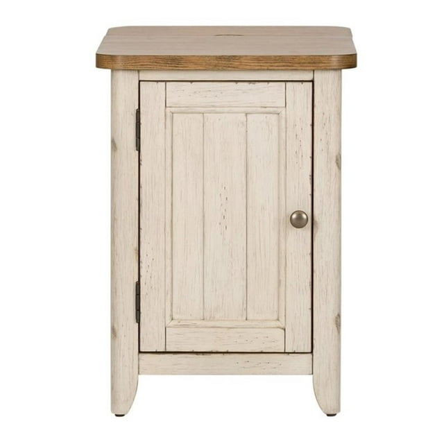 Chaise de Porte Blanche Style Ferme Réinventée Table d'Appoint avec Station de Recharge