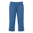 thumbnail image 3 of Womens Yoga Capris Fold High Waist Split Hem Lounge Cropped Pant Casual Lightweight Workout Walking Below Knee Shorts Blue XL, 3 of 5