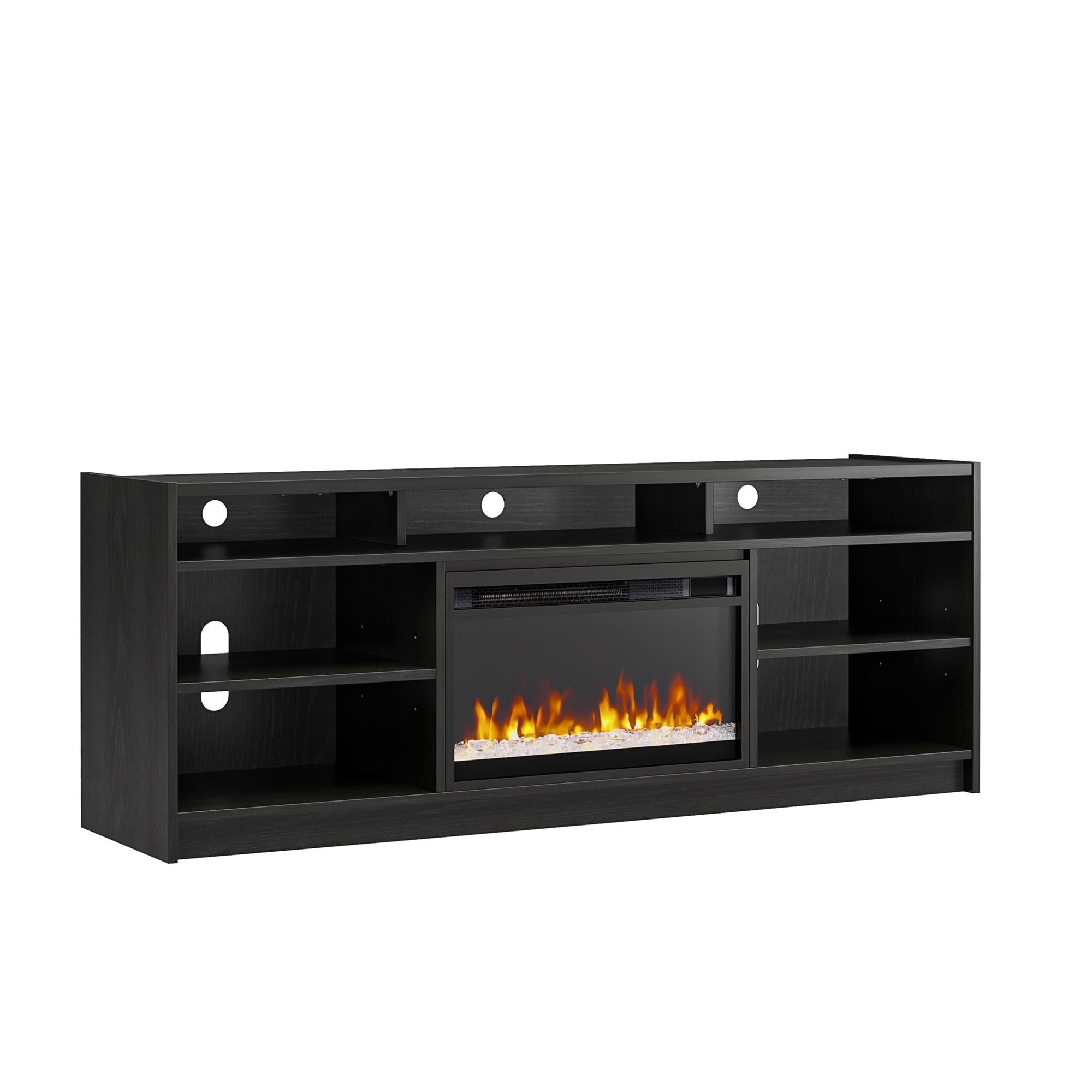 Ameriwood Home Luna Fireplace TV Stand for TVs up to 75", Nightfall Oak