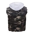thumbnail image 2 of CS Men's Ripped Distressed Button Up Denim Jean Vest With Removable Hood (Army,M), 2 of 4