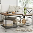 thumbnail image 2 of Table Basse Rectangulaire Rétro Yiwa, Table de Sofa à 2 Niveaux en Bois et Métal avec Surface Imperméable et Résistante à l'Usure et Tablette, 2 of 9