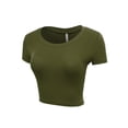 thumbnail image 3 of Women's Casual Slim Fit Short Sleeve Crew Neck Basic Crop Top T Shirts, 3 of 5