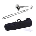 thumbnail image 2 of Silver Tenor Trombone Professional Bb Tone Brass Gold Lacquer Trombone for Student Beginner Teacher, 2 of 7