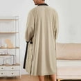 thumbnail image 6 of Mens Robes Long Sleeve Open Front Pajamas Bathrobes with Pockets and Belt Casual Color Block Soft Long-Length Sleepwear Homewear Bath Robe, 6 of 8