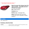 thumbnail image 2 of Right Passenger Side Halogen Outer Tail Light Assembly - Compatible with 2017 - 2018 Kia Forte Sedan, 2 of 2