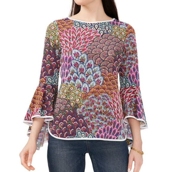 SAM AND JESS Womens Bell Sleeve Knit Blouse, Multicoloured, X-Small
