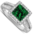 thumbnail image 3 of Luxurious 1.50 Carat princess cut Green Emerald and Diamond Engagement Ring in White Gold, 3 of 4