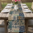 thumbnail image 4 of Nautical Coastal Table Runner 72 Inches, Vintage Sea Anchor Boat Underwater World Beige Bed Runner Dresser Scarves Tabletop for Indoor Outdoor Parties/Ceremony/Banquet, 18" x 72", 4 of 9