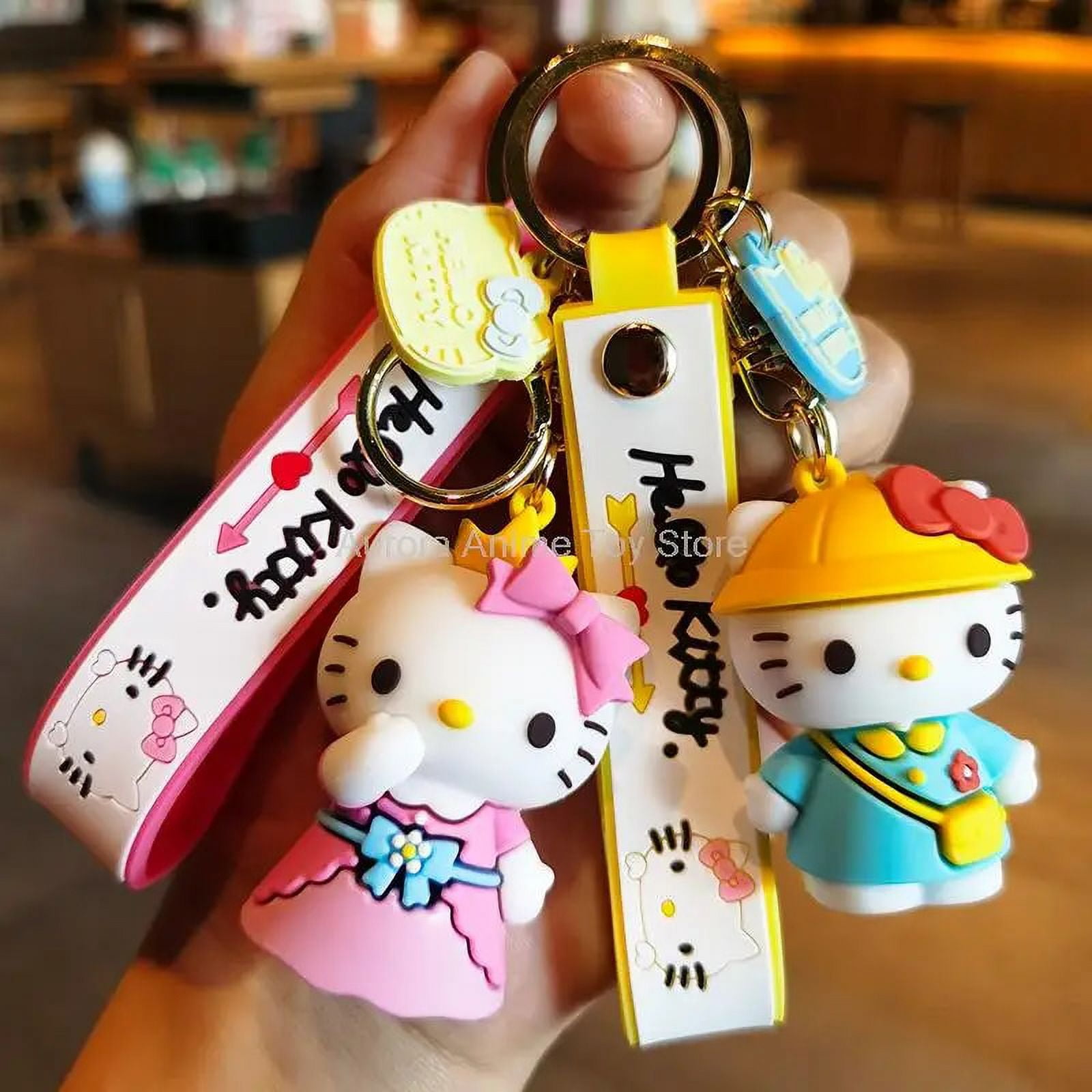 Porte-clés Hello Kitty 3D Avec Porte-carte - Figurine Sac à Dos Rose, Fait Main, Neuf Sans étiquette