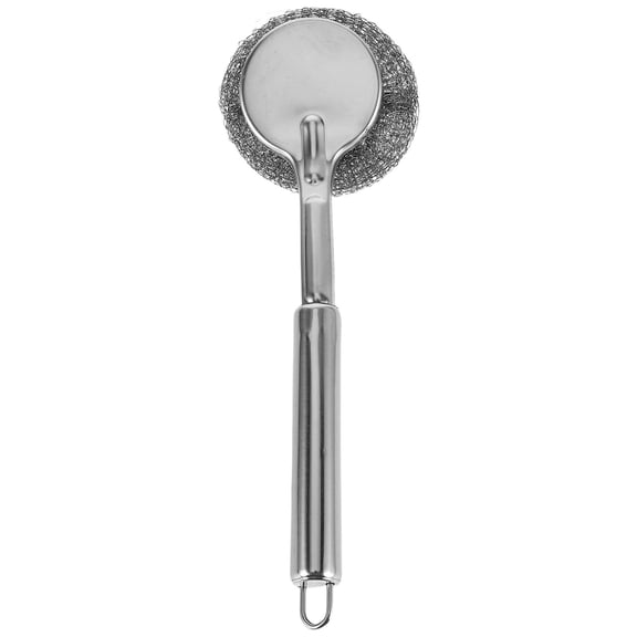 Stainless Steel Wool Scrubber with Long Handle,Kitchen Cleaning Brush,Heavy Duty Steel Wool Scrubing Brush,Suitable for Kitchen Sink Pots Pans Grills Dishes Cleaning,10.62x3.14"