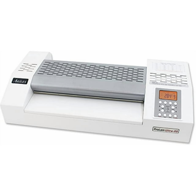 Akiles APLULTRA-X6 Model ProLam Ultra-X6 Plastifieuse à Rouleau de Qualité Commerciale 6 avec 2 Réglages de Mémoire Programmables, Capacité de Goulot de 13 Pouces (330 mm), Épaisseur de Pochette Max de 14 mil (350 mic)