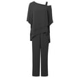 thumbnail image 7 of UJNDER Women's Casual Shoulder Irregular Party Elegant Two Piece Set Pant Suits for Women black L, 7 of 7