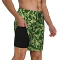 thumbnail image 3 of Picia Crayfish Army pattern Mens Swim Trunks with Compression Liner Stretch Beach Shorts Quick Dry with Zipper Pockets No-Chafing Board Shorts-Small, 3 of 9