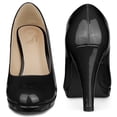 thumbnail image 2 of Zapatos de tacón de aguja con plataforma y punta redonda para mujer negro, EE. UU. 6, 2 of 5